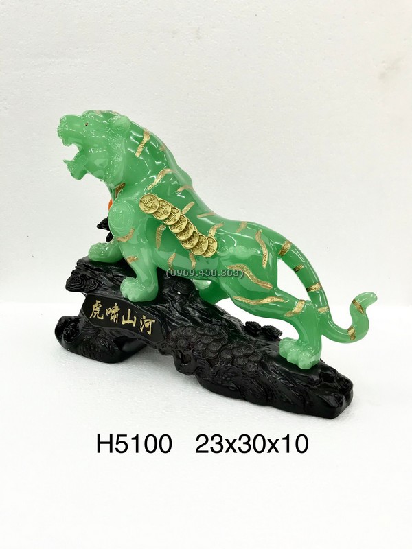Tượng hổ đá ngọc màu xanh HND021-2-1