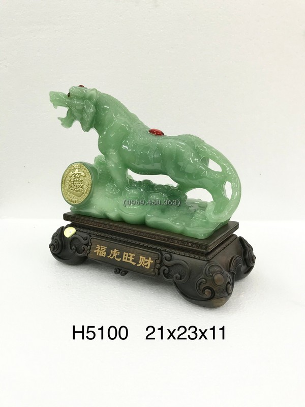 Tượng hổ đá ngọc màu xanh HND021-3-1